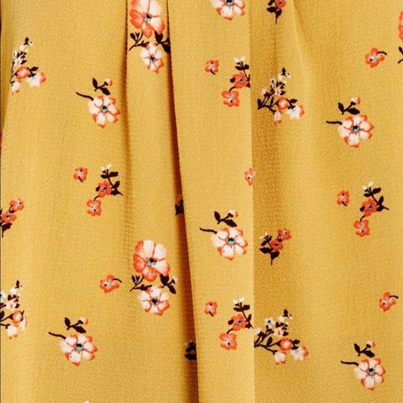 Mustard Yellow Floral Print Cold Shoulder Top - Picture 5 of 5